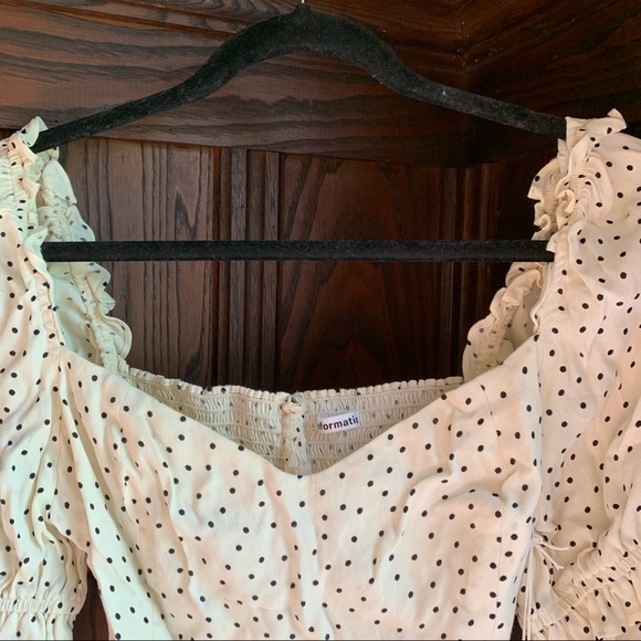 Reformation bustier polka dot blouse in ivory size 12 - Picture 2 of 11